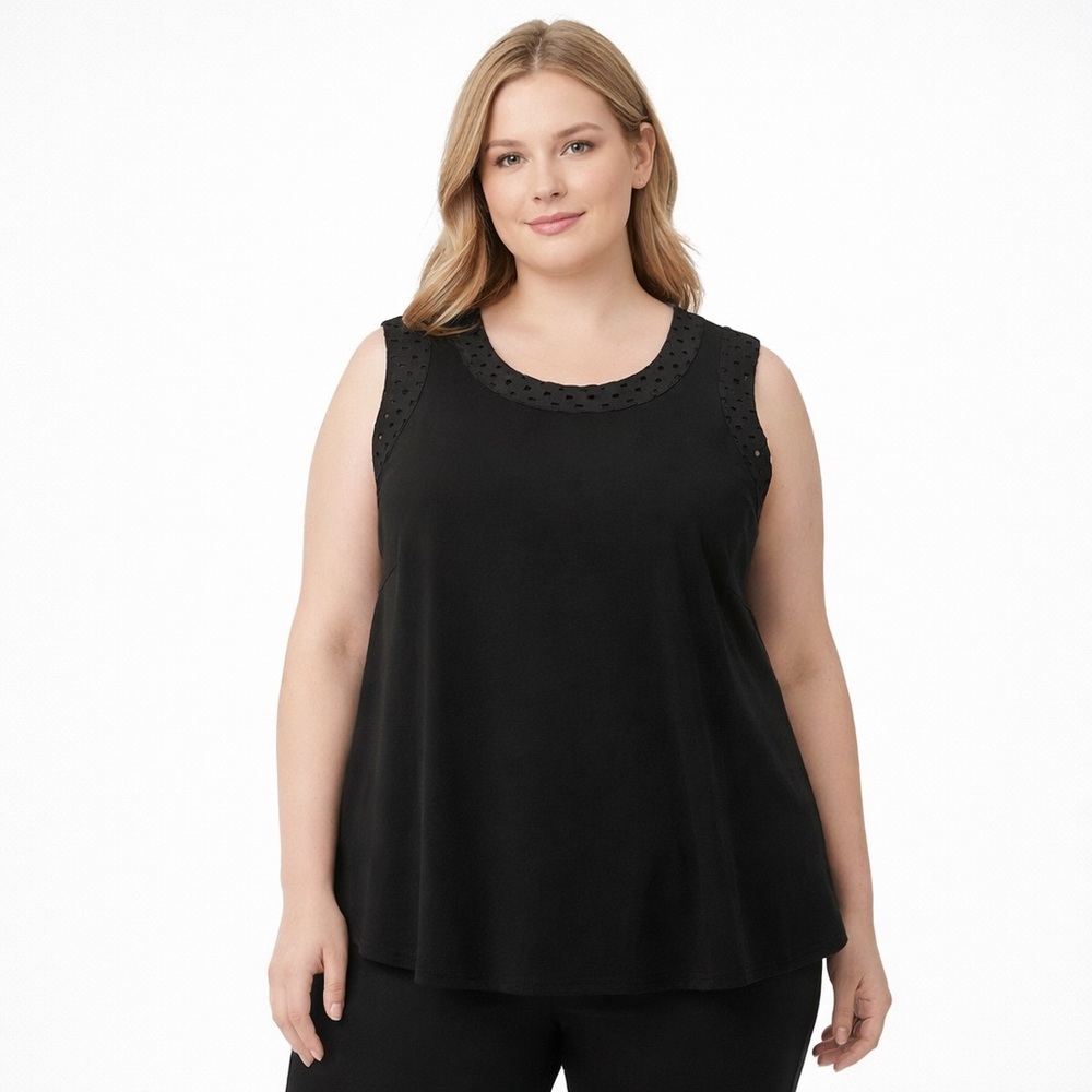 Modamix Black Sleeveless Laser Cut Blouse Women’s 0X Plus